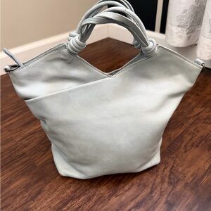 latico Pale Blue Knotted-Handle Leather Shoulder Bag